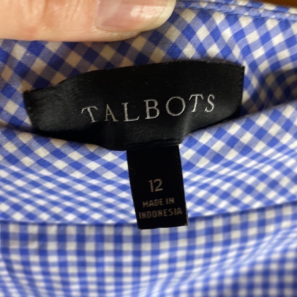Talbots Blue & White Checkered Mini Skirt with Toucan Bird Size 12 - Picture 11 of 11